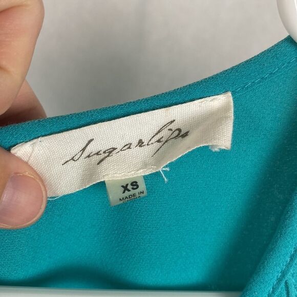 Sugarlips Fringe Sheath Dress XS Turquoise Sleeveless - Picture 4 of 10